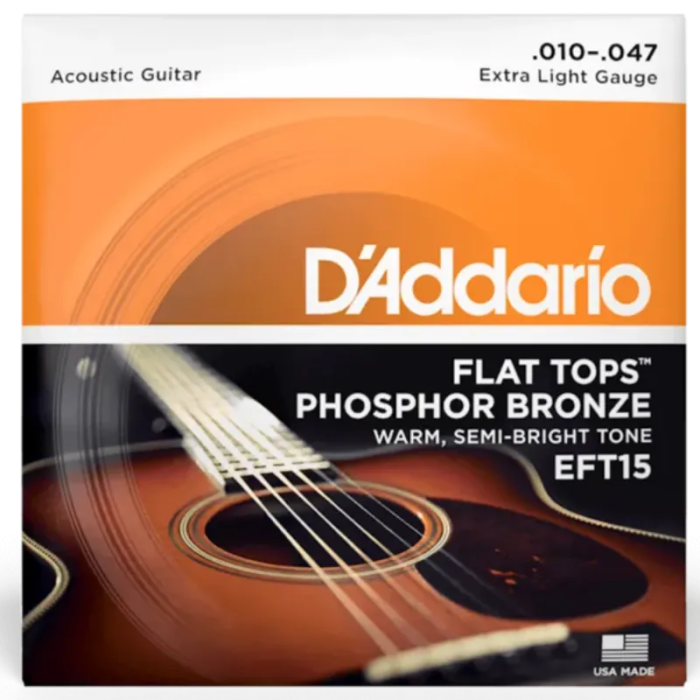 Flat Tops akustiskās ģitāras stīgas Daddario EFT15 (10-47)