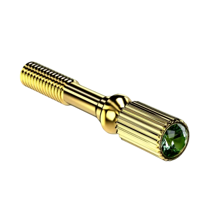 JLV ligatūras savilcējskrūve ar zaļu dekoratīvo kristālu 