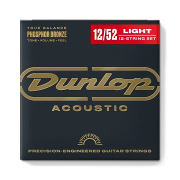 Akustiskās ģitāras stīgas (12-Stīgu) Dunlop DAP1252J Phosphor Bronze 12-52. Divpadsmit stīgu ģitāras stīgu komplekts
