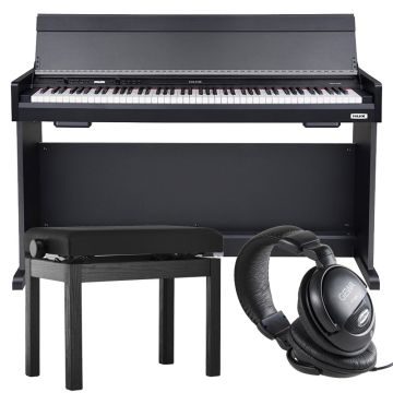 Klavieres ar krēslu un austiņām melnā krāsā Nux NCK-330