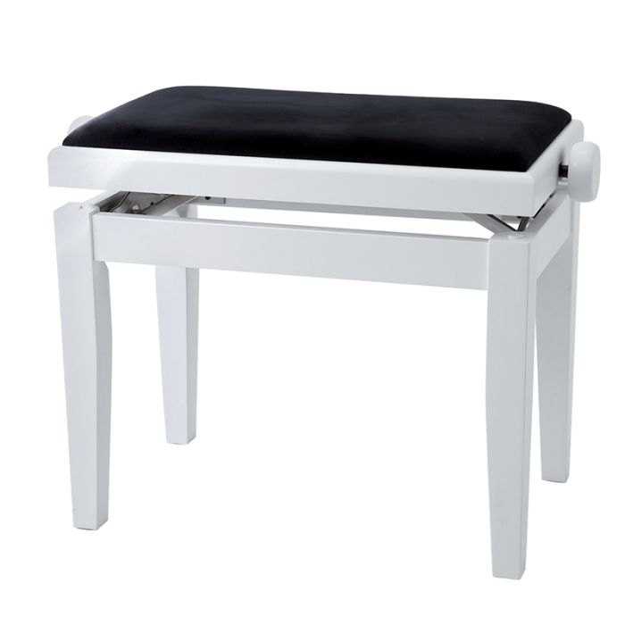White piano bench with black seat