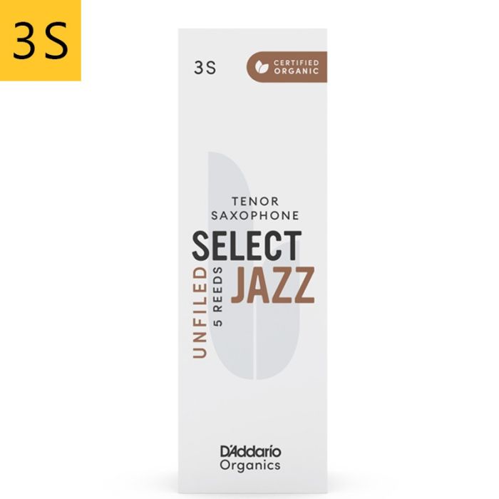 3 Soft Daddario Organic Select Jazz Unfiled tenora saksofona mēlīte