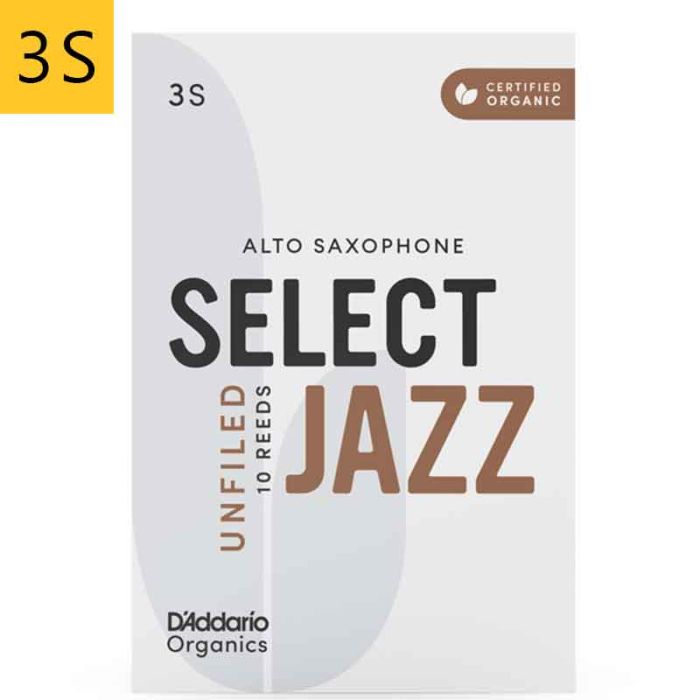 3 soft Daddario Organic Select Jazz Unfiled ORRS10ASX3S alta saksofona mēlīte