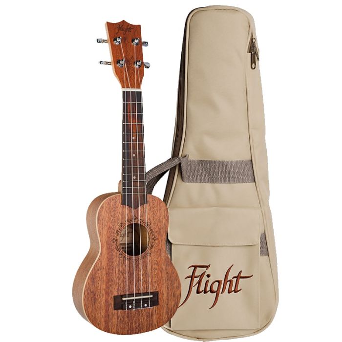 Soprāna ukulele Flight DUS-321-MAH ar somu