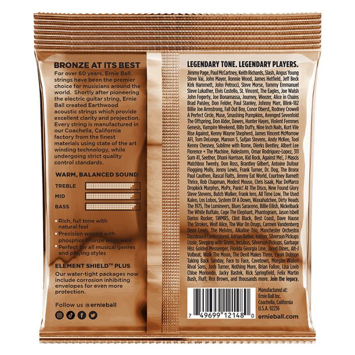 Akustiskās ģitāras stīgas Ernie Ball Earthwood 2148 (11-52)
