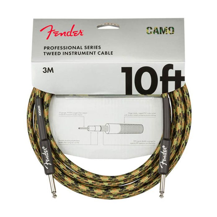 Ģitāras vads - Instrumentu vads 3 metri Fender Woodland Camo
