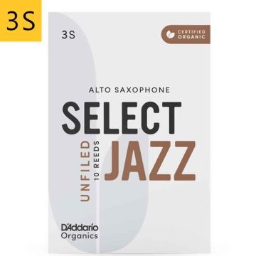 3 soft Daddario Organic Select Jazz Unfiled ORRS10ASX3S alta saksofona mēlīte
