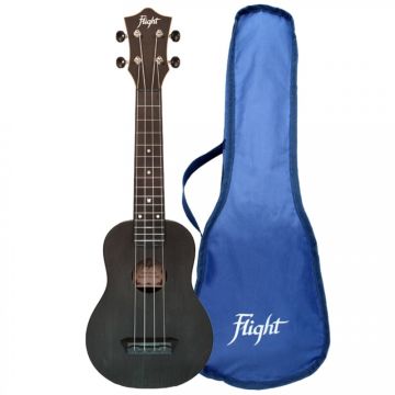 Melna soprāna ukulele ar somu Flight TUS-35BK