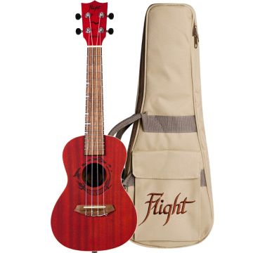 Sarkana koncerta ukulele ar somu Flight DUC-380-CORAL