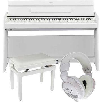 Baltas digitālās klavieres ar krēslu un austiņām Yamaha YDP-S55 WH