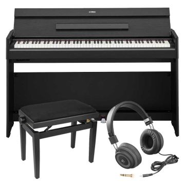 Melnas digitālās klaviers Yamaha Arius YDP-S55 B komplektā ar soliņu un austiņām